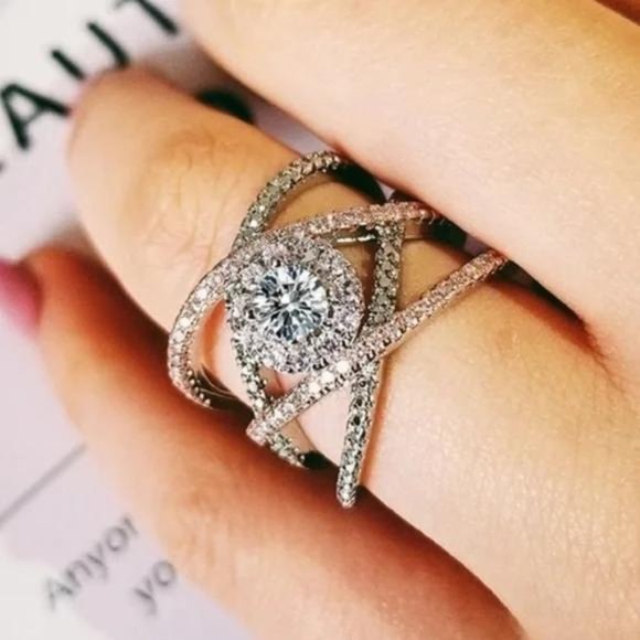 NEW 925 STERLING SILVER ROSE GOLD DIAMOND RING - Picture 2 of 6